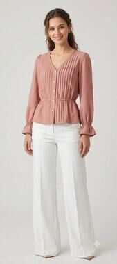 Alex Mill Peplum Silk Blend Pink Top New XS